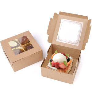 10/pcs boîte à pâtisserie visuelle pour fenêtre, boîte à Dessert pour produits de boulangerie, boîte-cadeau en papier Kraft, avec couvercle, cadeau de mariage, boîte d'assemblage Simple - Product Image 6