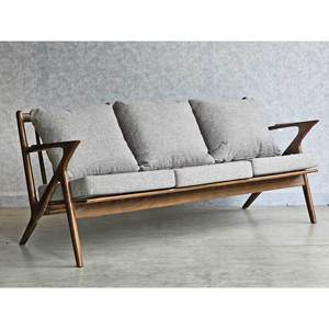 Three-Seat Z-Shaped Sofa <b>Bench</b> 180x55x78cm Ash Wood Frame Fabric Upholstered <b>Cushions</b> Convertible for Living Rooms SFB68088 - Product Image 5