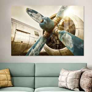 Tableau imprimé sur toile : Décoration moderne pour homme avec hélice d'avion, Verre - Product Image 1