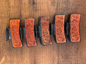 New Arrival Hot Selling Western Stylish Handmade Tooled Engraved Leather <b>Hair</b> Claw <b>Clips</b> Leather Claw <b>Hair</b> Accessories for Women - Product Image 3