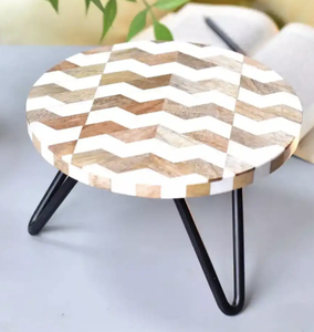 Soporte de pastel superior de madera con base de metal para fiestas de promoción de aniversario, soporte de pastel pequeño de India - Product Image 2