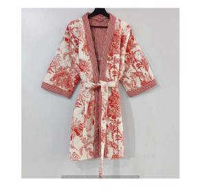 Bata Kimono Acolchada de Algodón de Alta Calidad, Bata de Baño para Mujer, Bata de Playa Unisex - Product Image 1