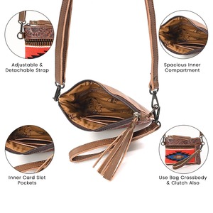 Fait à la main en cuir de vachette d'Inde poche zippée sac latéral sangle d'outillage réglable en laine Durrie-pièces et accessoires de sac spécial - Product Image 5