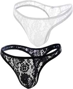String pour hommes sous-vêtements sexy en dentelle transparente populaire imprimé pantalon serré G-string culotte bosses <span class=keywords><strong>Gay</strong></span> hommes seulement - Product Image 6