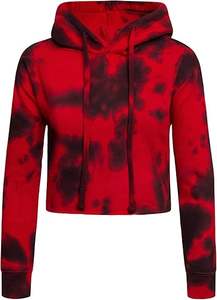 เสื้อครอปท็อปฮู้ดดี้ลายมัดย้อมสั่งทำตามเทรนด์มาแรงประจำปี 2026 เสื้อฮู้ดดี้ครอปท็อปมัดย้อมแบบใหม่สำหรับผู้หญิง แขนยาว - Product Image 4