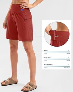 Pantalones Cortos Largos de entrenamiento para mujer Bermudas de cintura alta de 9 pulgadas con bolsillos con cremallera cómodos y transpirables para Fitness y gimnasio - Product Image 2