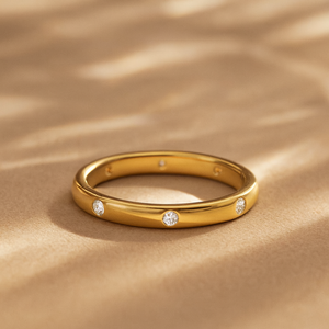 18K Gold Plated Stainless <b>Steel</b> Cluster <b>Ring</b> with Claw Inlay - Product Image 2