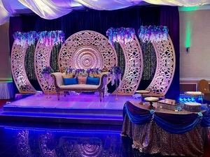 Magníficos marcos de fondo de escenario de boda, Panel de fondo tallado a mano de boda india, Panel de fondo de fibra de último diseño para Vivah - Product Image 2