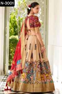 Vêtements traditionnels indiens fantaisie mariage et festival Lehenga Choli avec impression numérique et bordure de travail de tissage Lehenga Choli - Product Image 2