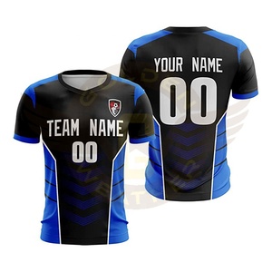 New Customized Soccer Football Jersey Set Uniform 100% Polyester Sublimation Transfer Print Black Yellow <b>Red</b> White Blue T-<b>Shirt</b> - Product Image 1