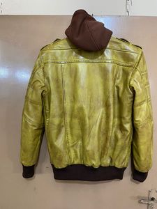 Chaqueta de Piel de Oveja para Hombre, Chaqueta Vintage de Lona con Capucha y Cremallera, a Prueba de Viento, de Cera Marrón Limón, de Alta Calidad, a la Moda de Invierno, No Tejida - Product Image 3