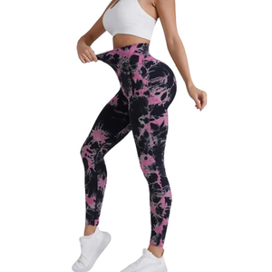 Chaude taille haute sans couture cravate teinture Gym vêtements de sport vêtements de sport Fitness pantalons d'entraînement Yoga Leggings vêtements en gros - Product Image 4