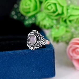 Bague style bohème en argent faite à la main bijoux en argent sterling 925 Quartz rose pierres précieuses bague de tendance bijoux pour femmes cadeau pour elle - Product Image 3