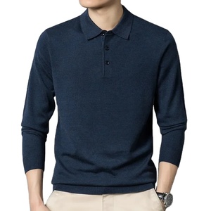 Pull-over décontracté pour homme en coton tricoté 100 %, à manches longues, imprimé uni, avec poche à revers, anti-plis, idéal pour l'automne - Product Image 5