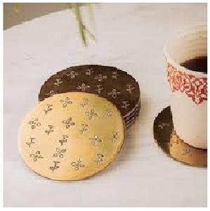 <b>Gold</b> Plated Metal <b>coaster</b> Table Top Decorative Round <b>Coaster</b> Custom Logo Premium Quality Tableware Decoration - Product Image 1