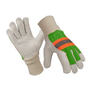 Gants de travail d'assemblage de pilote en cuir de peau de grain de mouton fluorescent de qualité supérieure - Product Image 4