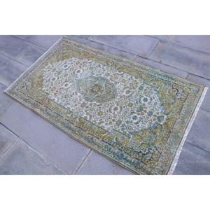 Tapis turc vintage, tapis d'appoint 2,9x5,2 pieds, tapis rayé bleu-vert - Product Image 2