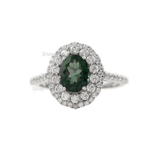 แหวนหมั้นเพชรทัวร์มาลีนและพลอยสีวงรีธรรมชาติแหวนแต่งงาน10K/18K ทองสำหรับผู้หญิงสำหรับงานแต่งงานหรืองานเลี้ยง - Product Image 5