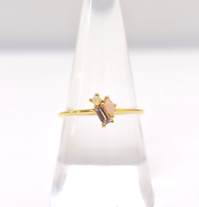 Anillo de ópalo Rosa natural mínimo chapado en oro de 14 quilates S925 y anillo de amatista Rosa personalizable para OEM y ODM precio de fábrica Tailandia - Product Image 1