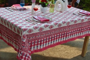 Block Print Floral Cotton <b>Tablecloth</b> Vintage Party <b>Tablecloth</b> Kitchen and Dining Decor Table Cover - Product Image 3
