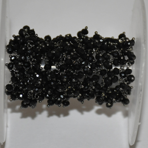 Chaîne de chapelet de grappe de perles de verre de Quartz noir plaqué cuivre noir de qualité supérieure, chaîne de perles de fil pour la fabrication de bijoux - Product Image 2