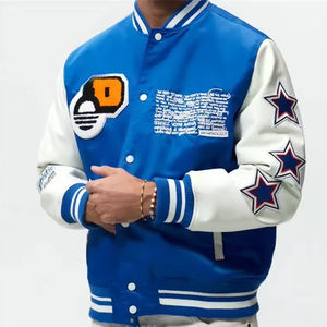 Chaqueta Universitaria de Béisbol Vintage de Manga Larga con Parche de Lana Bordado en Chenilla y Cuero Personalizada de Alta Calidad para Hombre - Product Image 1