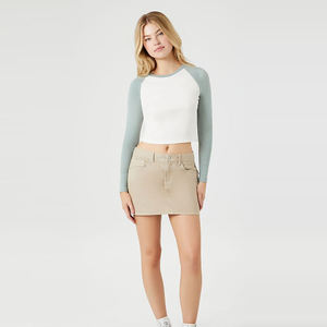 High Quality Custom Reglan Sleeves Design Slim Fit Streetwear 100% Cotton Lightweight Stretchable Women's Long Sleeve <b>Shirts</b> - Product Image 5