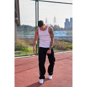 Mens Tank Tops GYM Sports Clothes Fashion Premium Quality White Color Made in Turkey S-M-L-XL