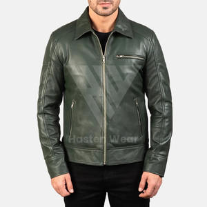 Personalized Front Logo Print Coated Waterproof <b>Men's</b> Genuine <b>Sheepskin</b> <b>Leather</b> <b>Jacket</b> for Outdoor Winter Fashion - Product Image 4