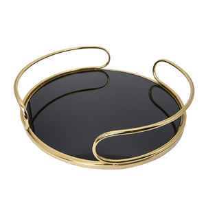 Bandeja de servicio redonda de Metal de alta calidad, con mango de latón con acabado de plata para hoteles y restaurantes - Product Image 6