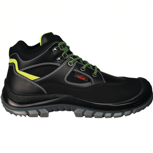 Botas de Seguridad Tibetanas S3 EN20345 de Cuero, Talla 42, Negro/Verde Neón - Equipo de Protección para Jardinería, Producto Remisberg - Product Image 2