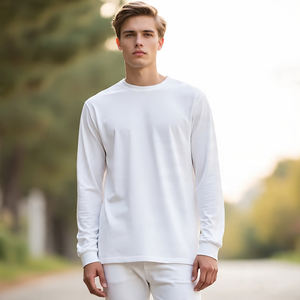 Camiseta de verano con hombros caídos para hombre, camisetas ligeras de primavera, camiseta de gran tamaño de manga larga con cuello redondo para hombre - Product Image 3