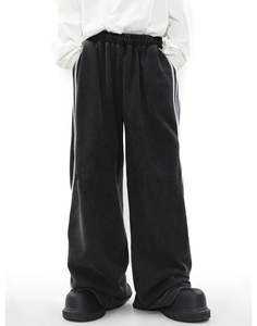 Pantalones de chándal holgados personalizados Unisex, lavado con ácido, rayas laterales, joggers de cintura doble, ropa de calle, ropa deportiva informal holgada, lona OEM - Product Image 2