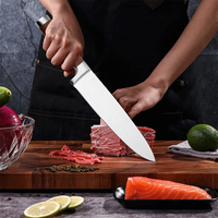 Ensemble de couteaux de cuisine dentelés japonais faits à la main de 8 pouces lame damas en acier inoxydable durable Triple manche en bois Chef personnalisé