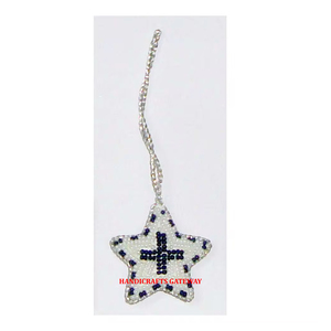 Star Shape Amazing Design Silver Zari Embroidery With Beaded Work Christmas Tree <b>Hanging</b> <b>Ornaments</b> for Multipurpose Uses - Product Image 1