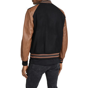 2025 Veste universitaire de baseball personnalisée pour hommes en cuir PU de haute qualité avec manches raglan de luxe vintage et col uni - Product Image 3