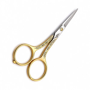 Tijeras para Cejas de Acero Inoxidable con Mango de Cerámica Dorado, Hoja Recta Afilada, Herramienta de Belleza y Cuidado Personal, No Plegables, para Diestros - Product Image 2