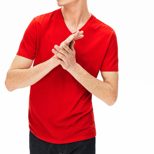 T-shirts à col en V personnalisés de haute qualité pour hommes à bas prix Vente en gros 100% T-shirts d'été en coton avec logo personnalisé pour hommes - Product Image 6