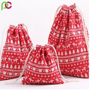 Sac à dos de rangement pratique écologique, sacs en coton lin cadeau de noël fourre-tout en toile sacs à cordon vierge Logo personnalisé - Product Image 6
