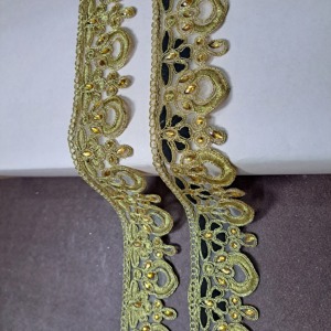 Red de poliéster suave secuencia metálica bordado rhinestone encaje tacto suave para ropa de novia Lehenga decoración para exportación a granel - Product Image 3