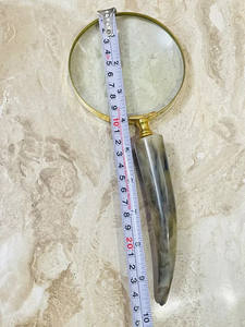 แว่นขยายทองเหลืองโบราณที่มีด้ามจับแตรสำหรับการแสดงบนโต๊ะของตกแต่งบ้านสำนักงานหรือของสะสมที่ไม่เหมือนใคร - Product Image 2