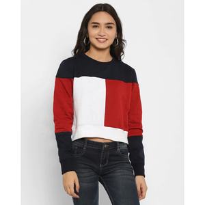 Women's Unisex 100% Cotton Crop Sweatshirt Oversize <b>Jumper</b> Shirt Dropped Shoulders Crew Neck Wholesale <b>Long</b> Color Block Design - Product Image 1