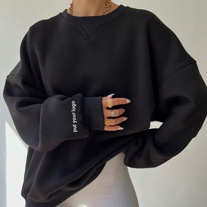 OEM de gran tamaño de cuello redondo bordado letras sueltas hombro caído manga larga personalizada mujer algodón sudadera Haus Industries - Product Image 4