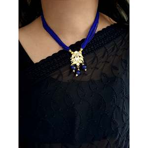 สร้อยโชคเกอร์ลูกปัดเม็ดสีฟ้าชุดเครื่องประดับแฟชั่นสไตล์ชนเผ่าสร้อยคอ rakhi - Product Image 6