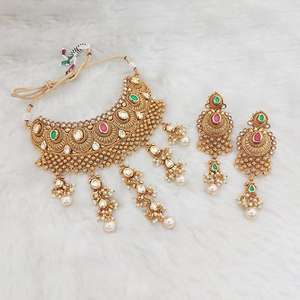 Ensembles de bijoux fins de création réelle AD Stone Copper Choker Necklace FBB0155B - Product Image 1