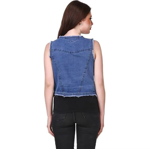 Prix de gros, fourniture directe d'usine, gilet en jean de haute qualité pour femmes, design personnalisé, couleur et logo, qualité supérieure, grandes tailles - Product Image 2