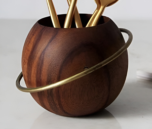 Offre Spéciale cuisine couverts organisateur en bois couverts panier étendoir porte-ustensile forme arrondie - Product Image 2