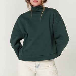 Sudadera Larga Informal de Otoño para Mujer, Cuello Alto Simulado, Gruesa, de Felpa, Algodón Suave, Holgada, Cómoda, Ropa de Moda de Invierno con Logotipo Frontal - Product Image 1