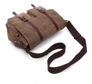 Men's Luxury Exquisite Canvas Messenger <b>Bag</b> Vintage Style Leather Sling <b>Bag</b> with Letter Decoration CLB-0019 - Product Image 2
