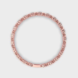 IGI Certified Lab Grown Diamond Geometric Link Bracelet in 14K Yellow / White & Rose Gold Round Cut X Pattern Designer Bracelet - Product Image 3